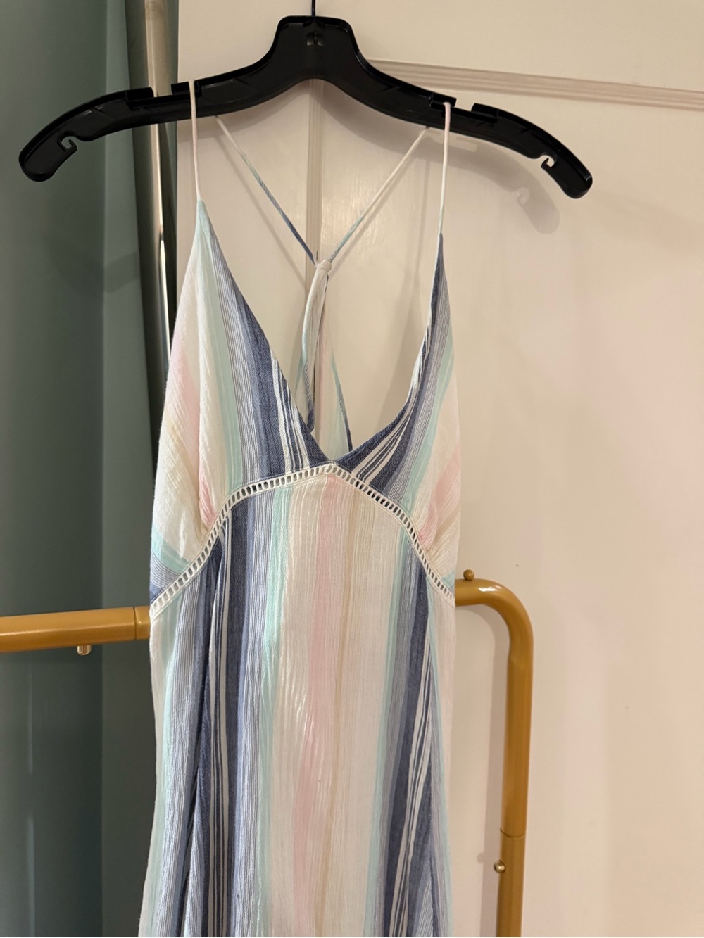 Pastel Stripe Maxi Dress with Spaghetti Straps - Picture 2 of 3